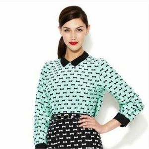 Kate Spade bow print blouse with collar